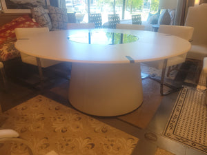 Leather Flare Dining Table w/ Crystal Glass Lazy Susan by Giorgetti (AS IS)