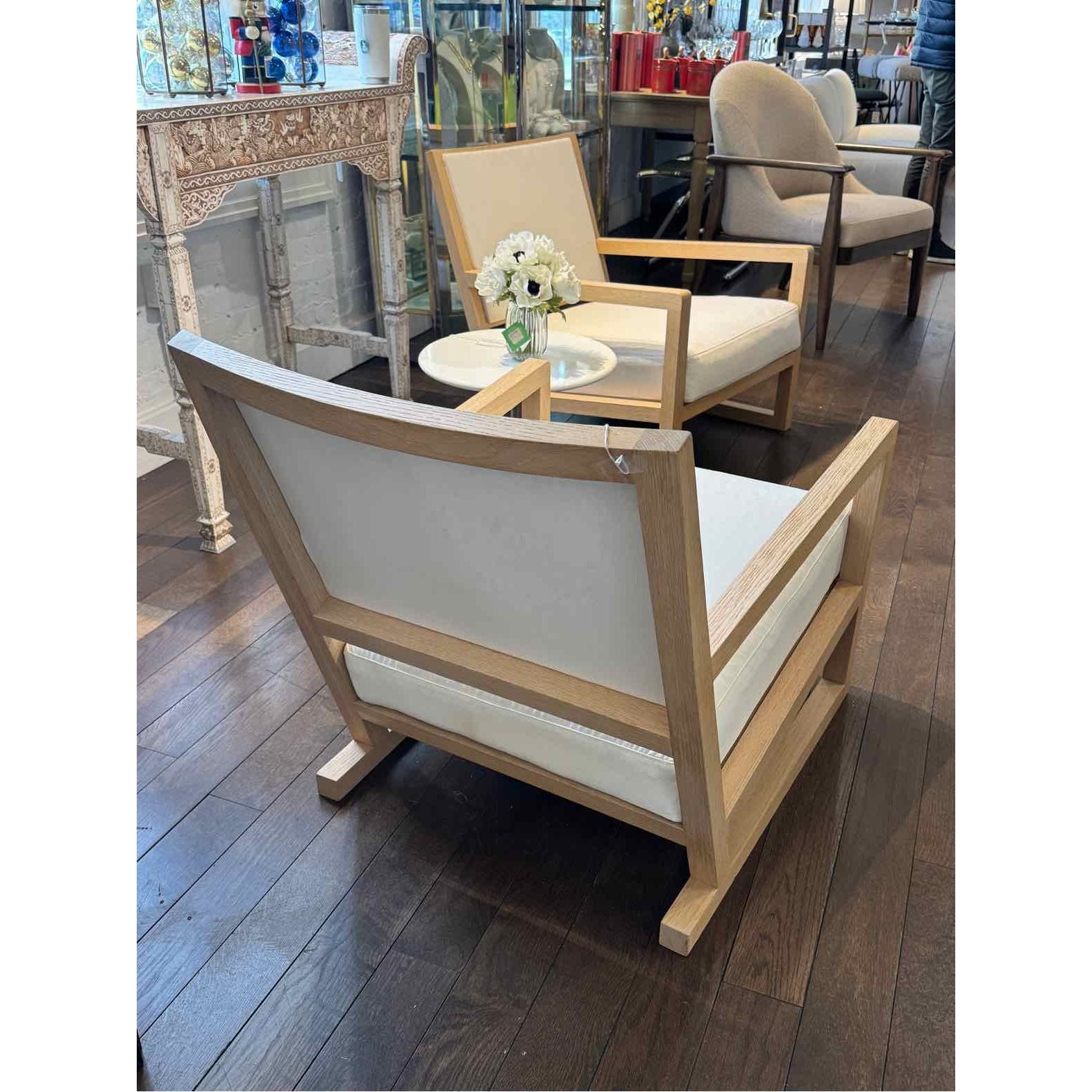 PAIR of 'Clio' Natural Wood Chairs w/ White Cushions by B&B Italia / Maxalto