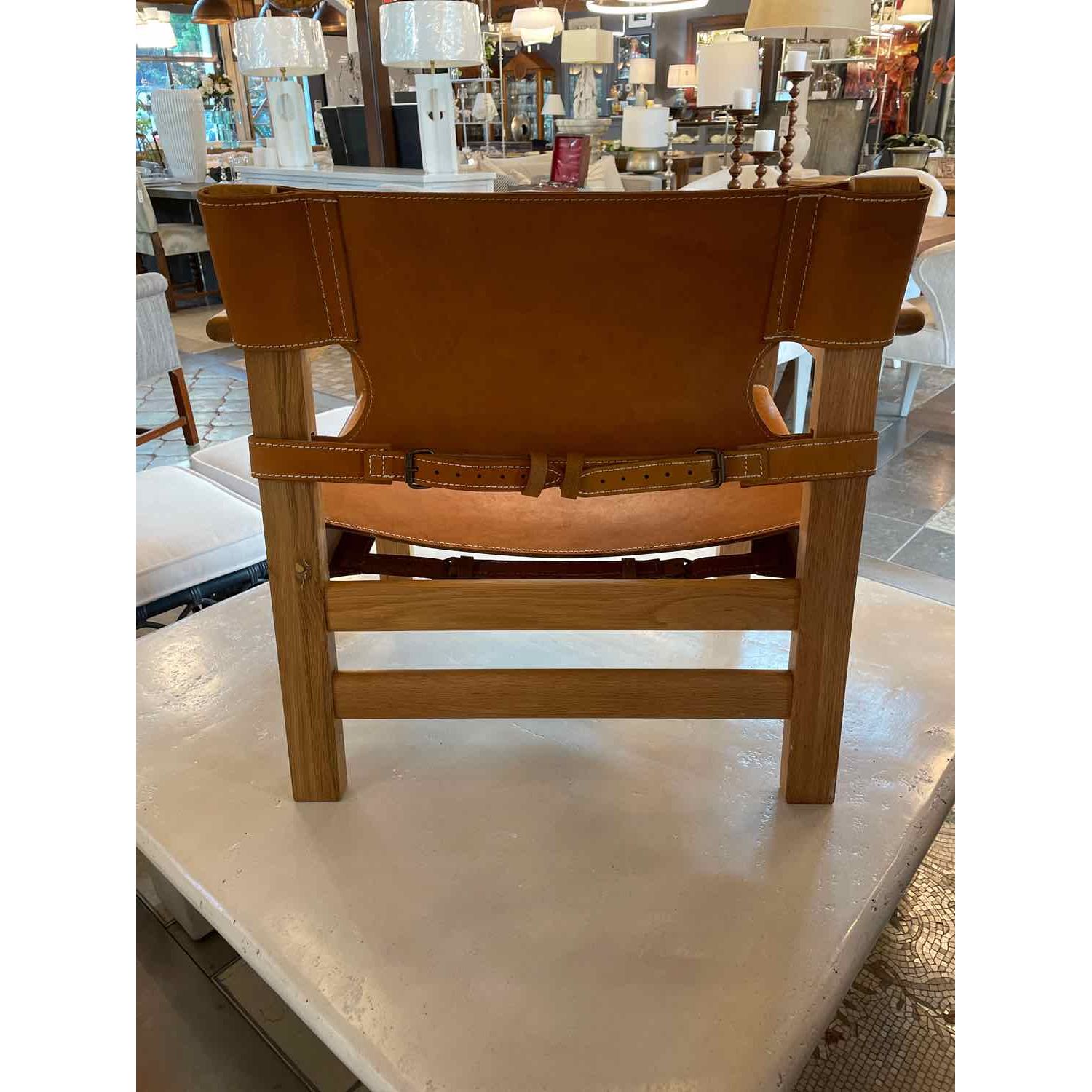 Leather Belt Sling Back Lounge Chair Insp. by Borge Mogensen (AS IS)