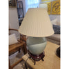 Vintage Crackle Ceramic Table Lamp w/ Silk Shade on Chinese Base - AS IS