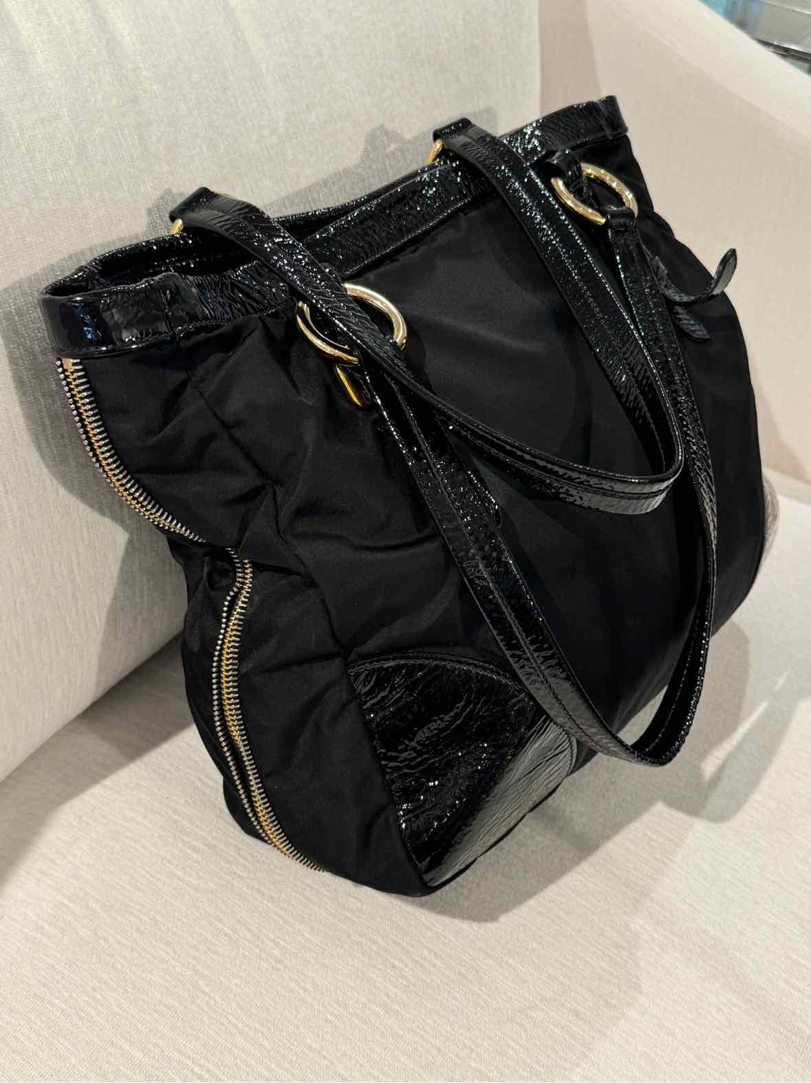 Women's Prada Exspandable Black Satchel w/Gold Hardware