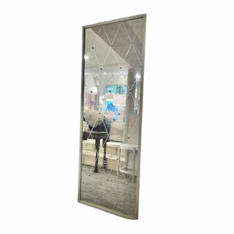 Tall Mirrored Panel w/ Metal Nailheads