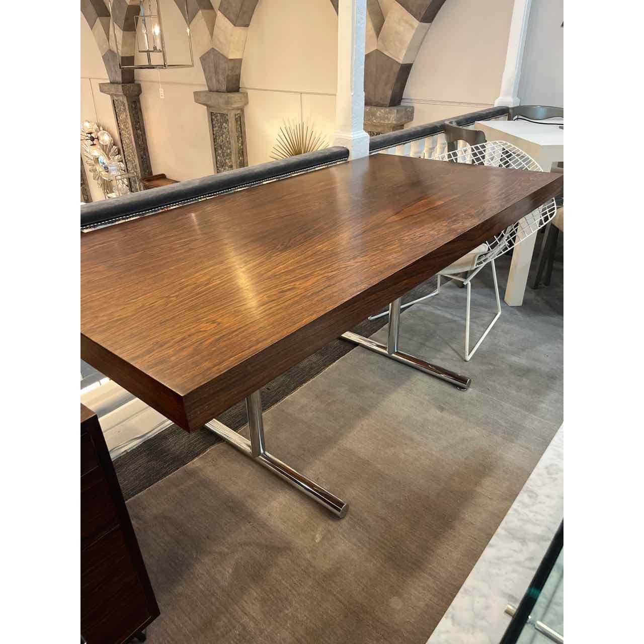 Knoll Wood Desk w/Chrome Chairs and File Cabinet