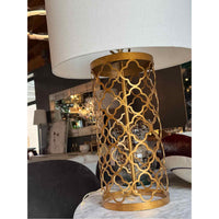 Brass Quatrefoil Table Lamp w/ Linen Shade by Perigold - AS IS