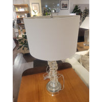 Crankshaft Style Stacked Acrylic & Chrome Table Lamp w/ Shade