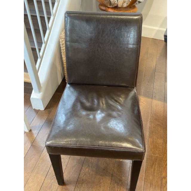 SET of 8 Brown Leather Dining Chairs - colletteconsignment.com
