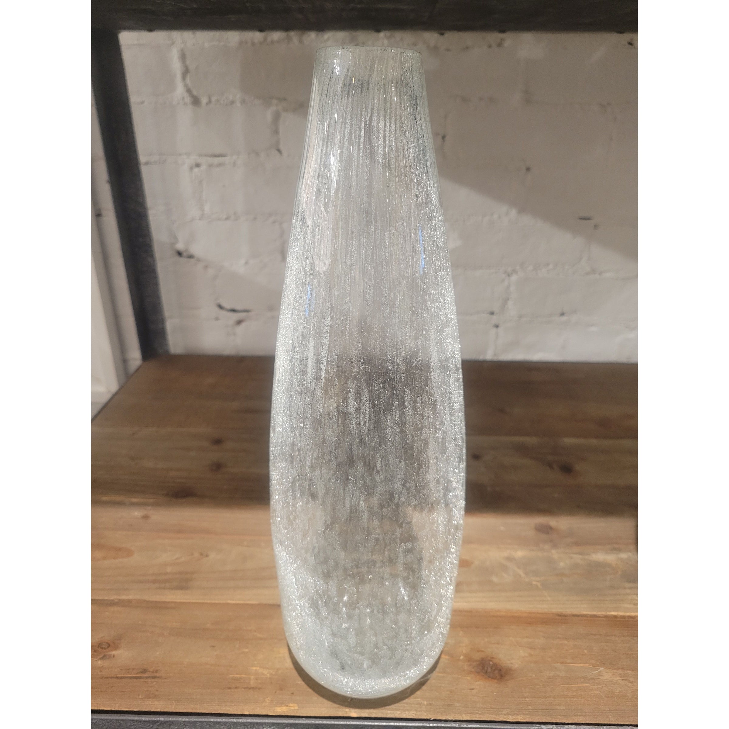 White Crackle Glass Vase