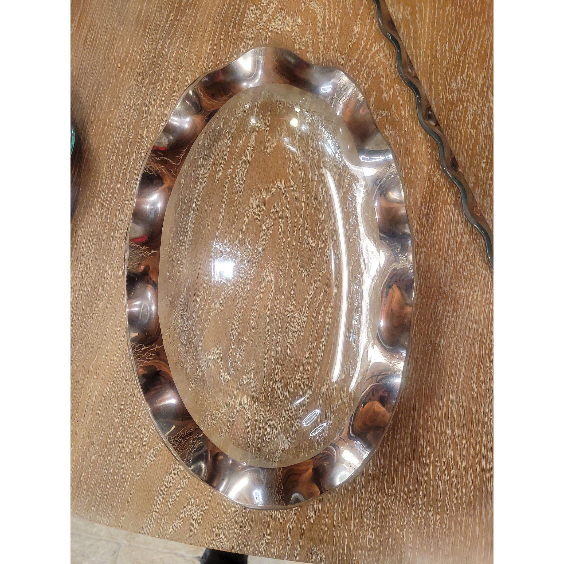 24k Gold Ruffle Oval Platter by Annie Glass