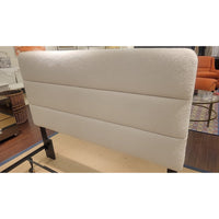 Queen-Sized Metal Bed Frame w/ White Boucle Headboard