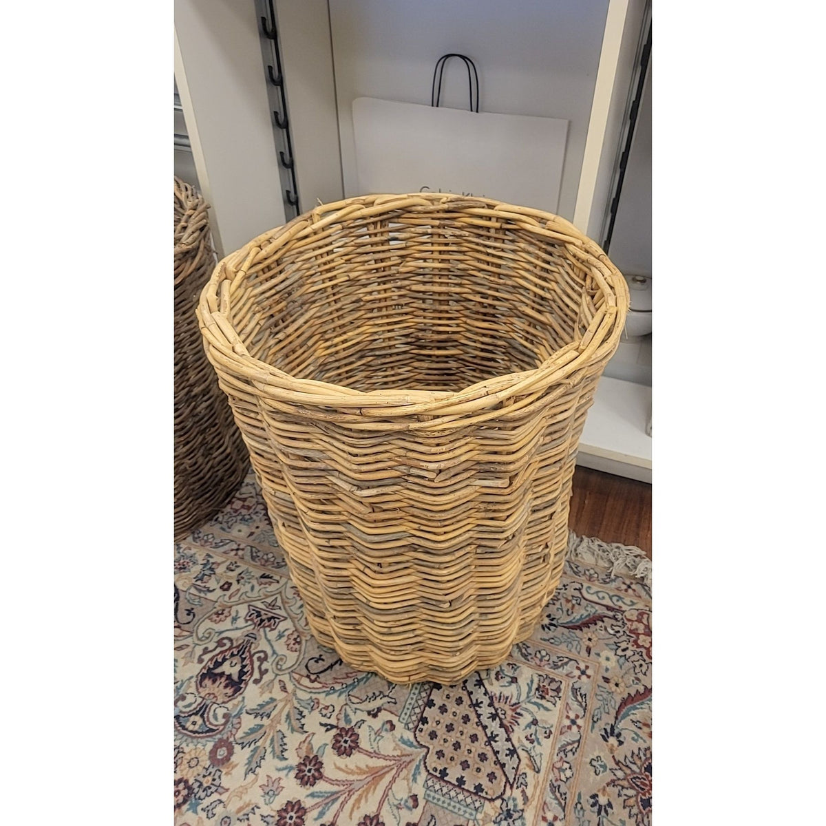 Standing Natural Wicker Basket - colletteconsignment.com