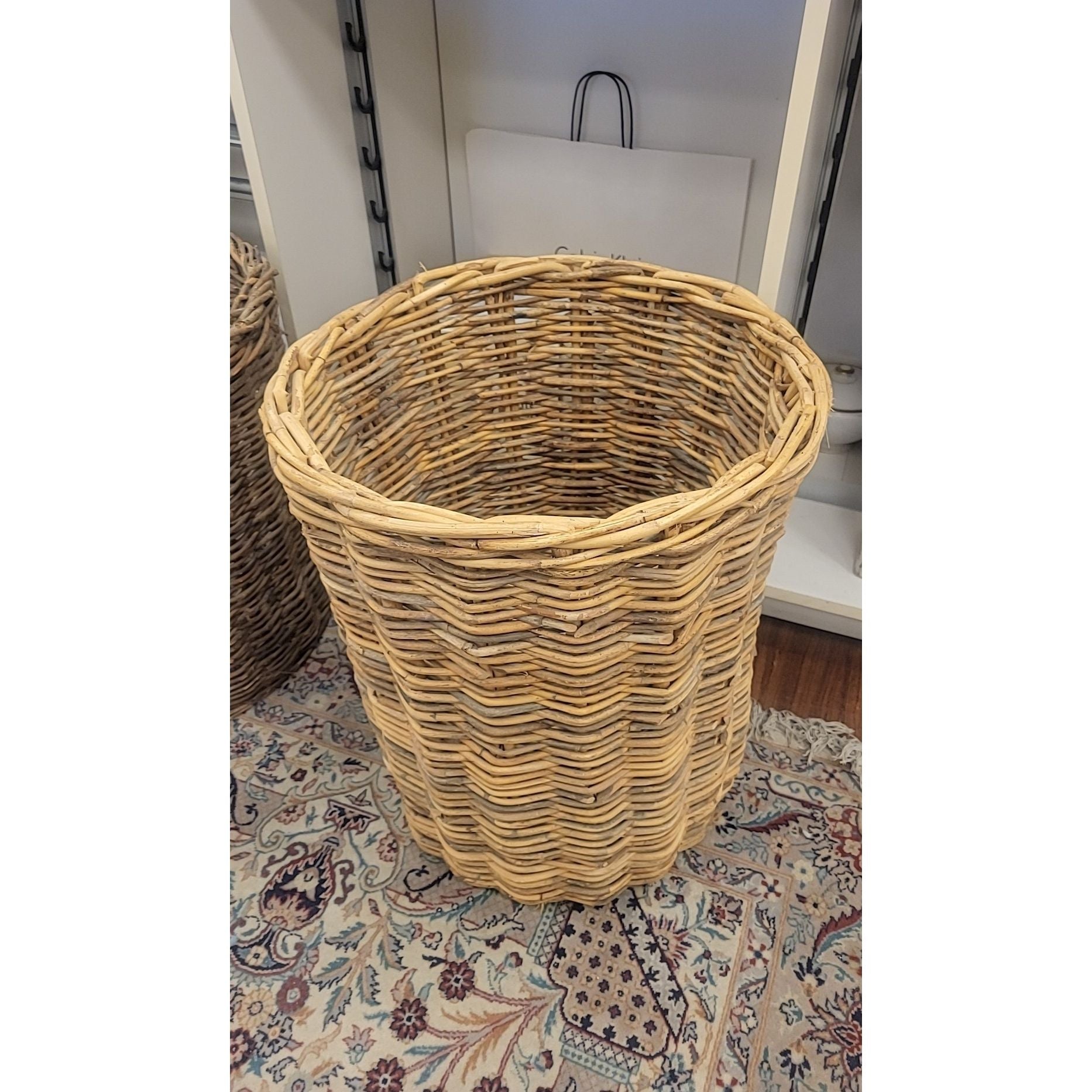 Standing Natural Wicker Basket - colletteconsignment.com