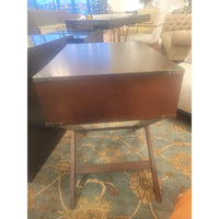 PAIR of Espresso Wood & Nickel 1-Drawer Side Tables