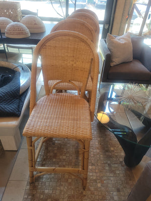SET of 4 Sunwashed Riviera Rattan Counter Stools by Serena & Lily
