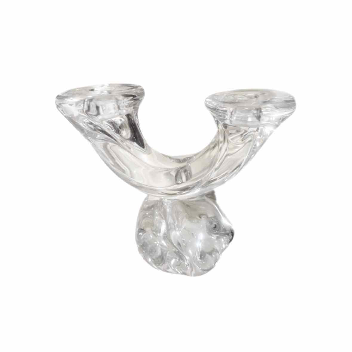 DAUM France Crystal 2-Arm Candle Holder