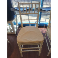 PAIR of Bulgarian Faux Bamboo Dining Chairs w/ Beige Cushions - AS IS