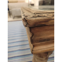 Vintage Indian Window Grate Metal & Wood Coffee Table w/ Glass Top (AS IS)