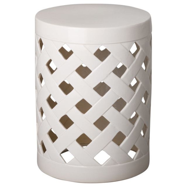 Emissary White Ceramic Criss Cross Stool