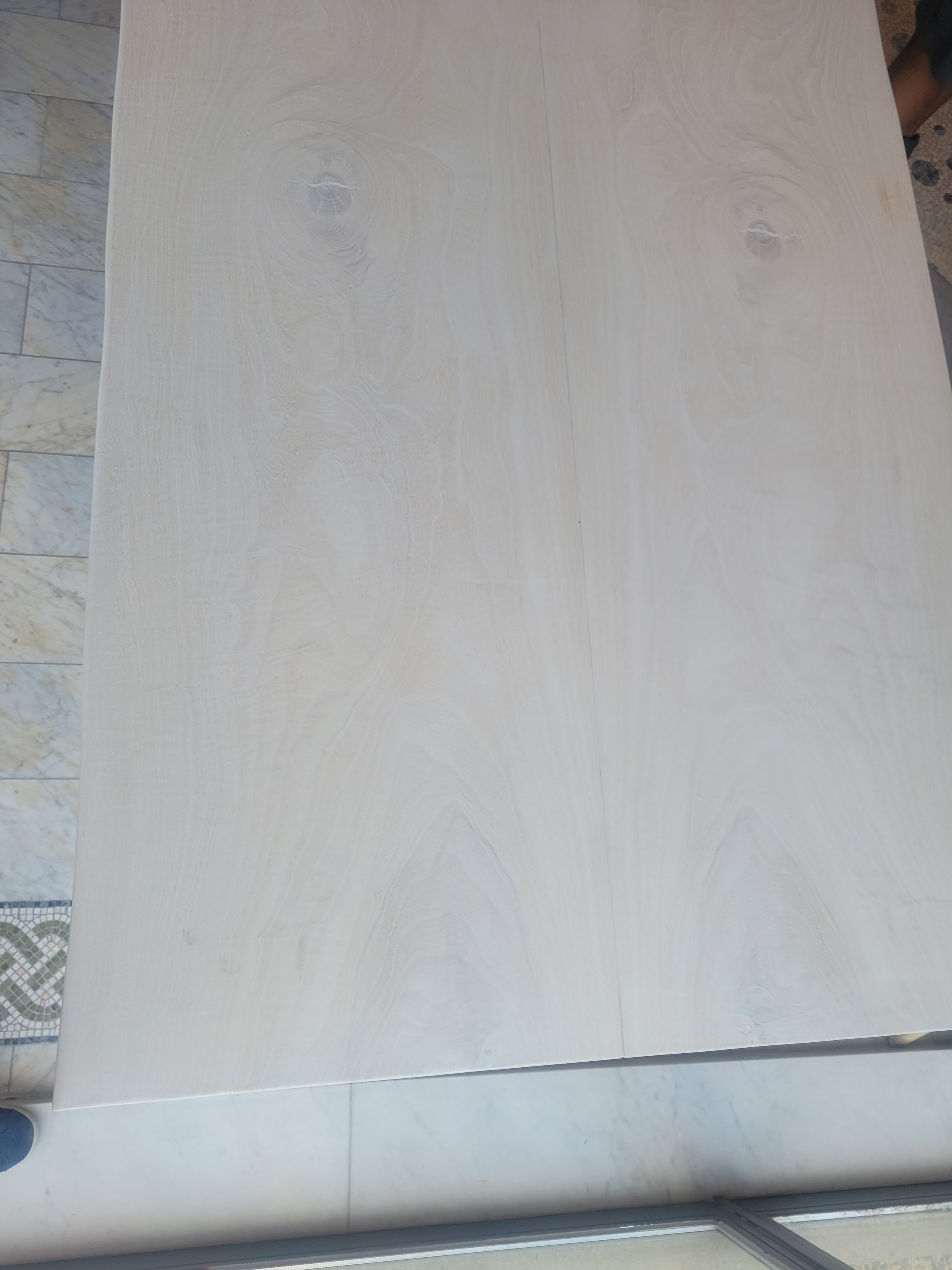 Sunbleached Ash Top Maya Dining Table on Metal X Base by Taracea