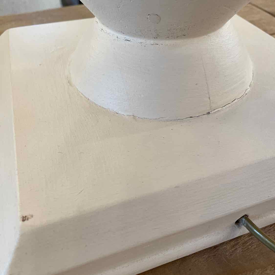 PAIR of XL White Plaster & Brass Table Lamps w/ Tan Shades (AS IS)