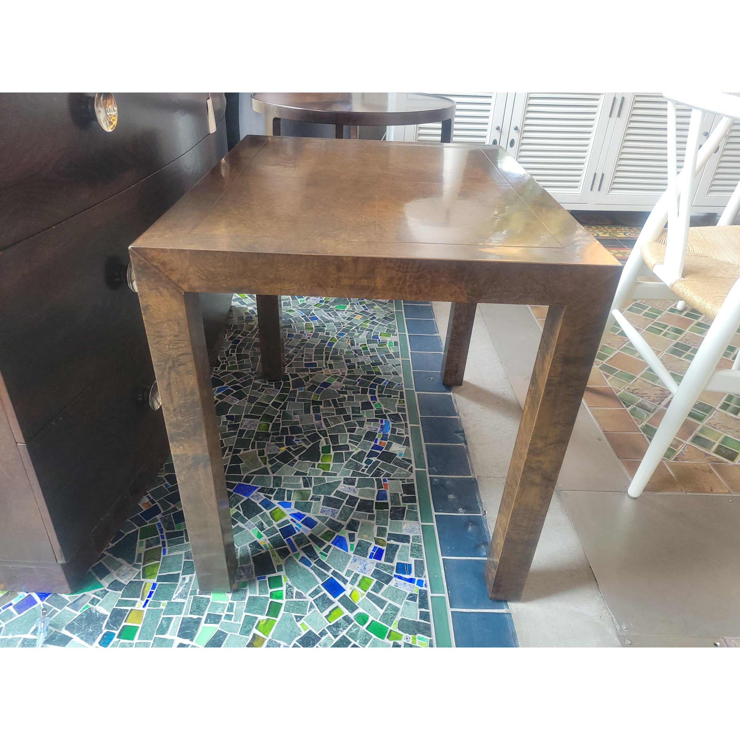 Rectangular Burlwood Side Table (AS IS) - colletteconsignment.com
