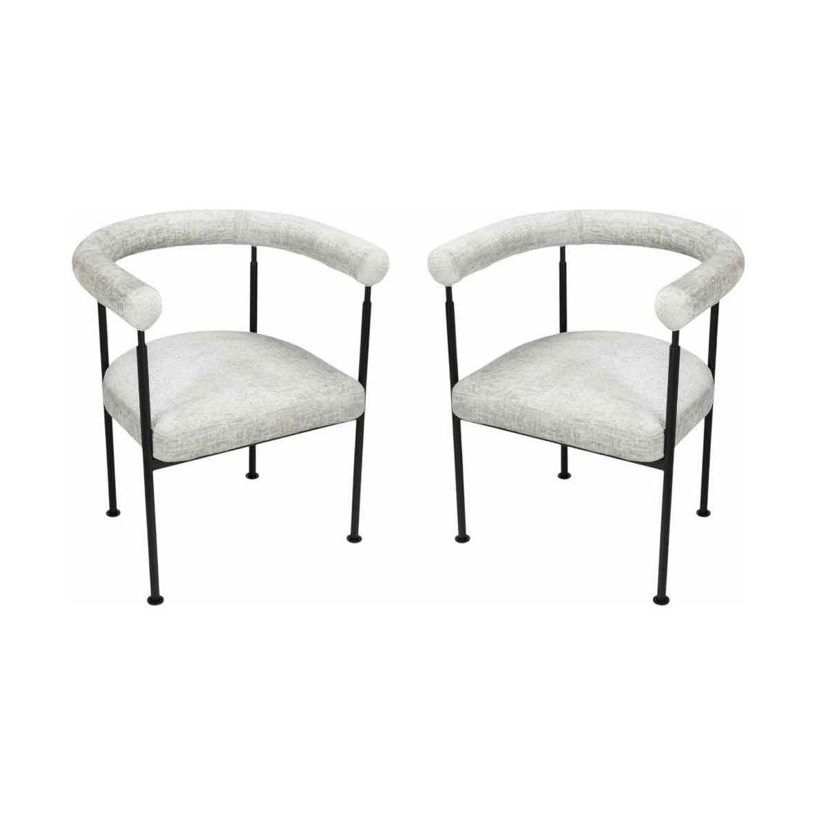 PAIR of Marbella Chairs in Hammered Chenille w/ Black Metal Legs