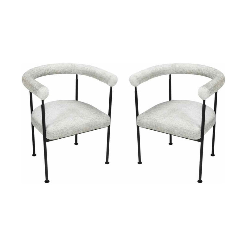 PAIR of Marbella Chairs in Hammered Chenille w/ Black Metal Legs