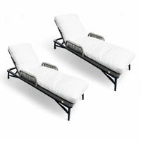 PAIR of 'Hendrick' Adjustable Gray Rope Chaise Lounges by Made Goods
