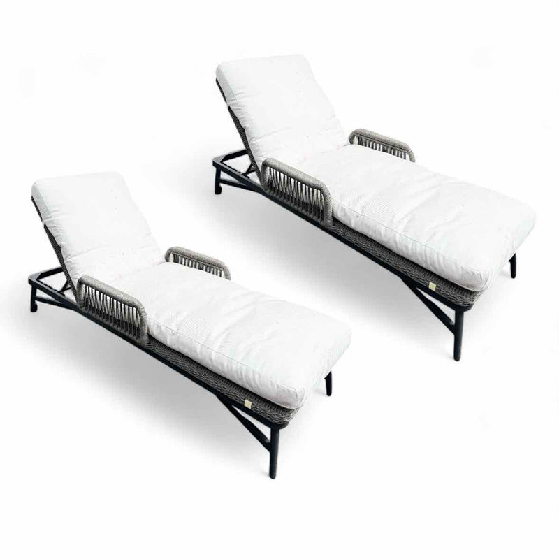 PAIR of 'Hendrick' Adjustable Gray Rope Chaise Lounges by Made Goods