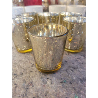 Set of 6 Gold Mercury Glass Votive Candle Holders