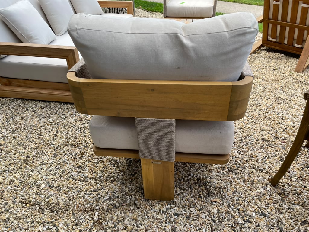 Pair of Teak and Rope Outdoor Armchairs