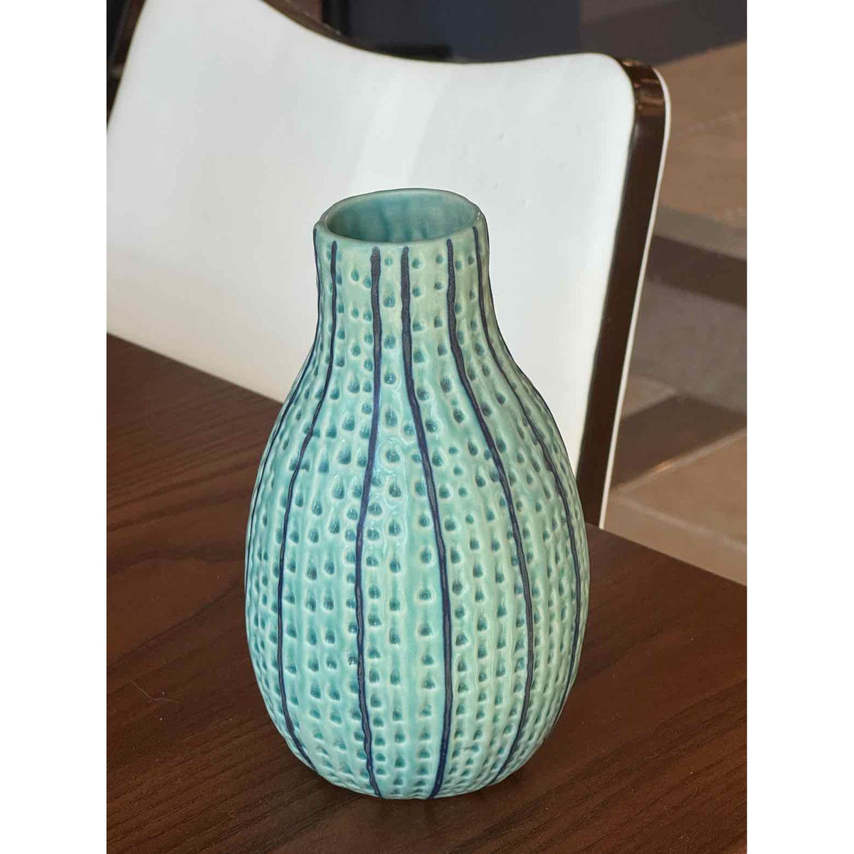 Small Blue Dimpled Ceramic Vase