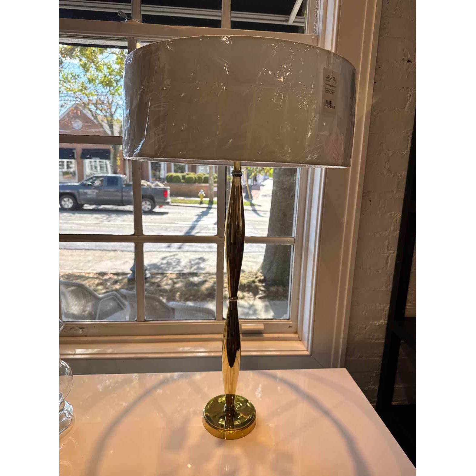 Saunder Polished Brass & Vintage Silver Table Lamp by Arteriors 20"Diam x 33"H