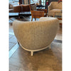 Mint / Beige Weave Club Chair w/ Nailhead White Wood Base