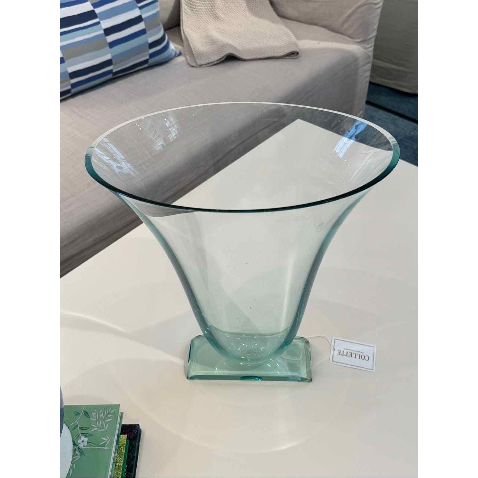 Green Glass Art Deco Vase