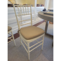 SET of 8 Bulgarian Faux Bamboo Dining Chairs w/ Tan Cushions - AS IS