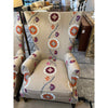 Pair of Donghia Tan Wing Back Chairs in Woven Multi-Colored Pattern