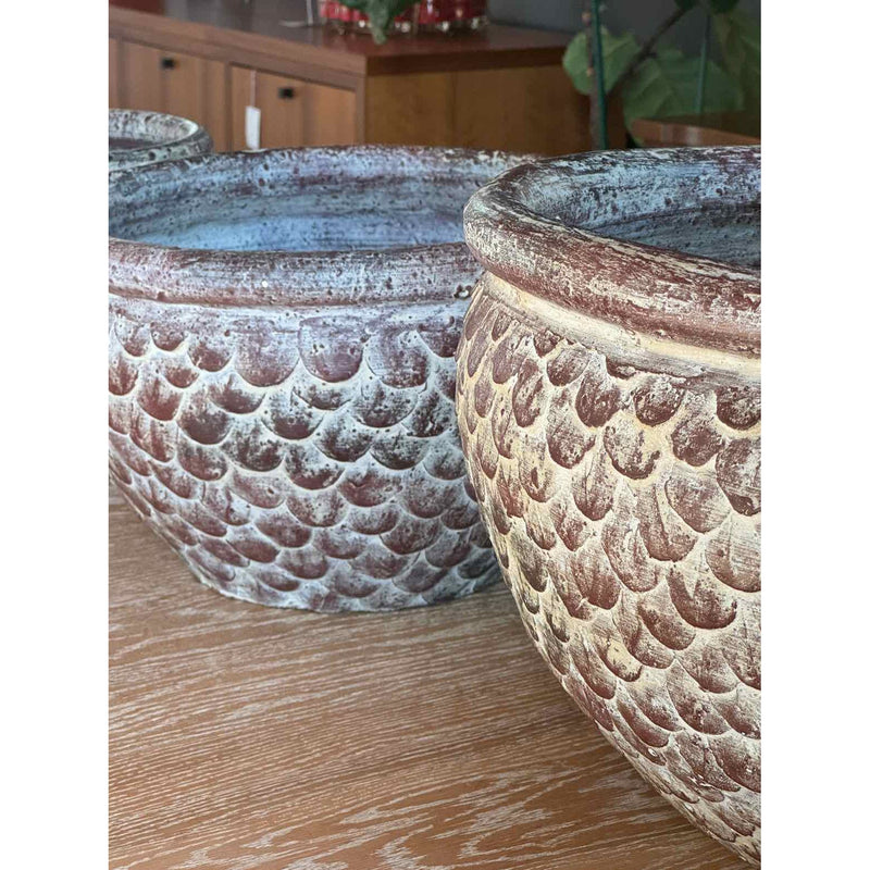 Set of Three Brown Clay Pots