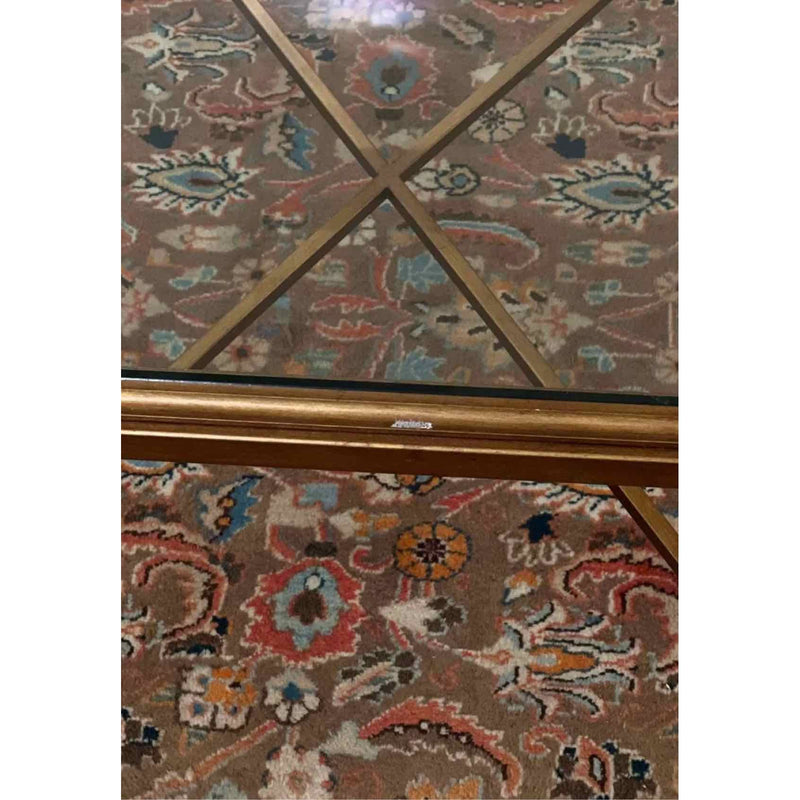 Rectangle Glass Top Coffee Table w/ Gold Leaf & Metal