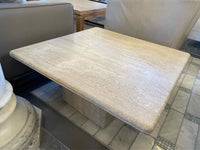 Vintage 3-ft Square Layered Travertine Pedestal Coffee Table