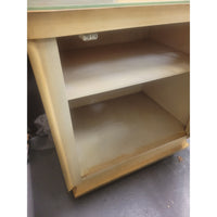 PAIR of Custom 1960s Pine Nightstands w/ Brass Pulls - colletteconsignment.com