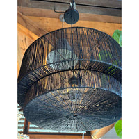 'Renata' 2-Tier Open Weave Black Paper Shade Pendant Light by GrandinRoad - colletteconsignment.com