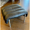 D2CZ2TZH-'Puffy' Ottoman, Black Leather / Stainless, Art. no. 20352 Design by Fa