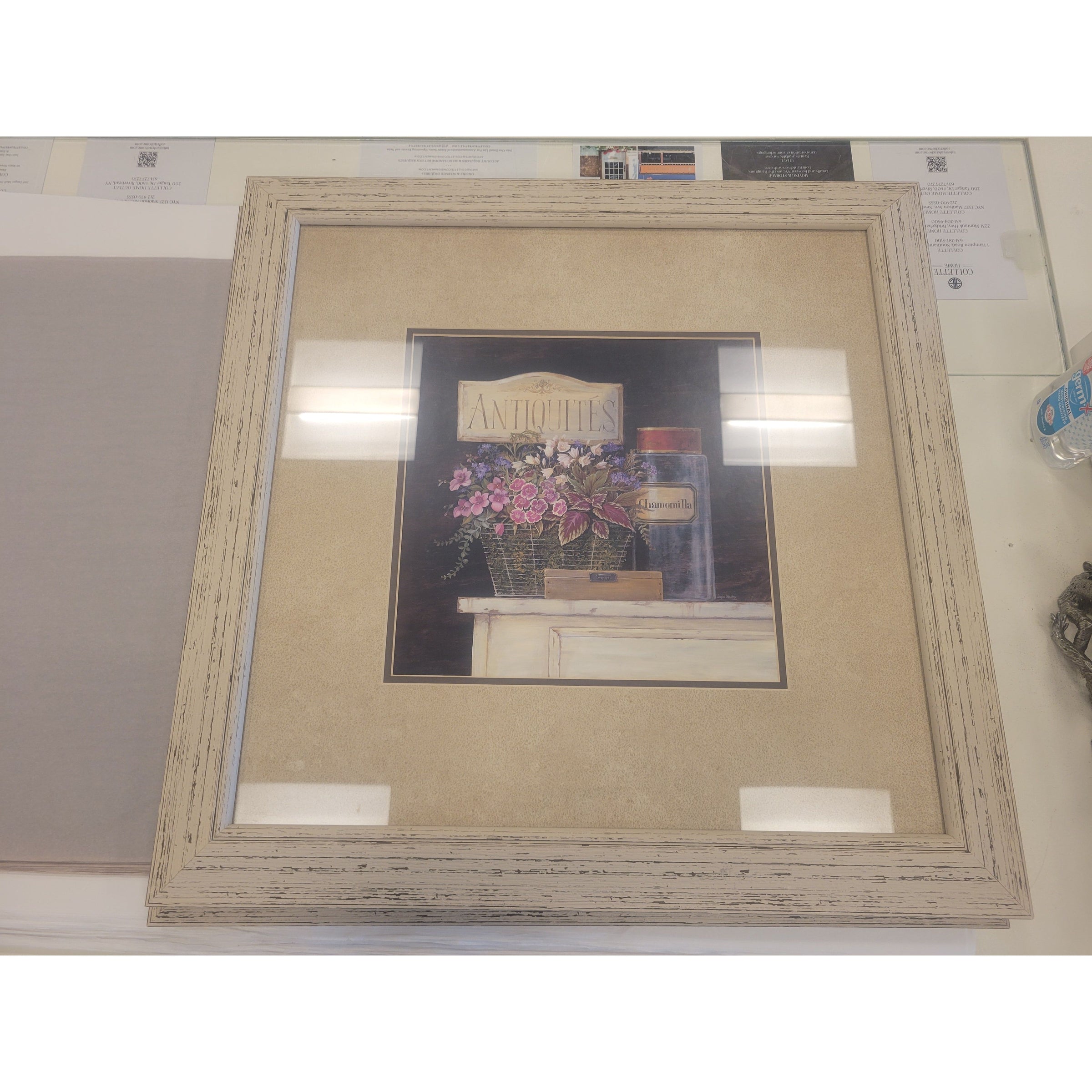 'Jarden de Antiquites' Print in Beige Frame