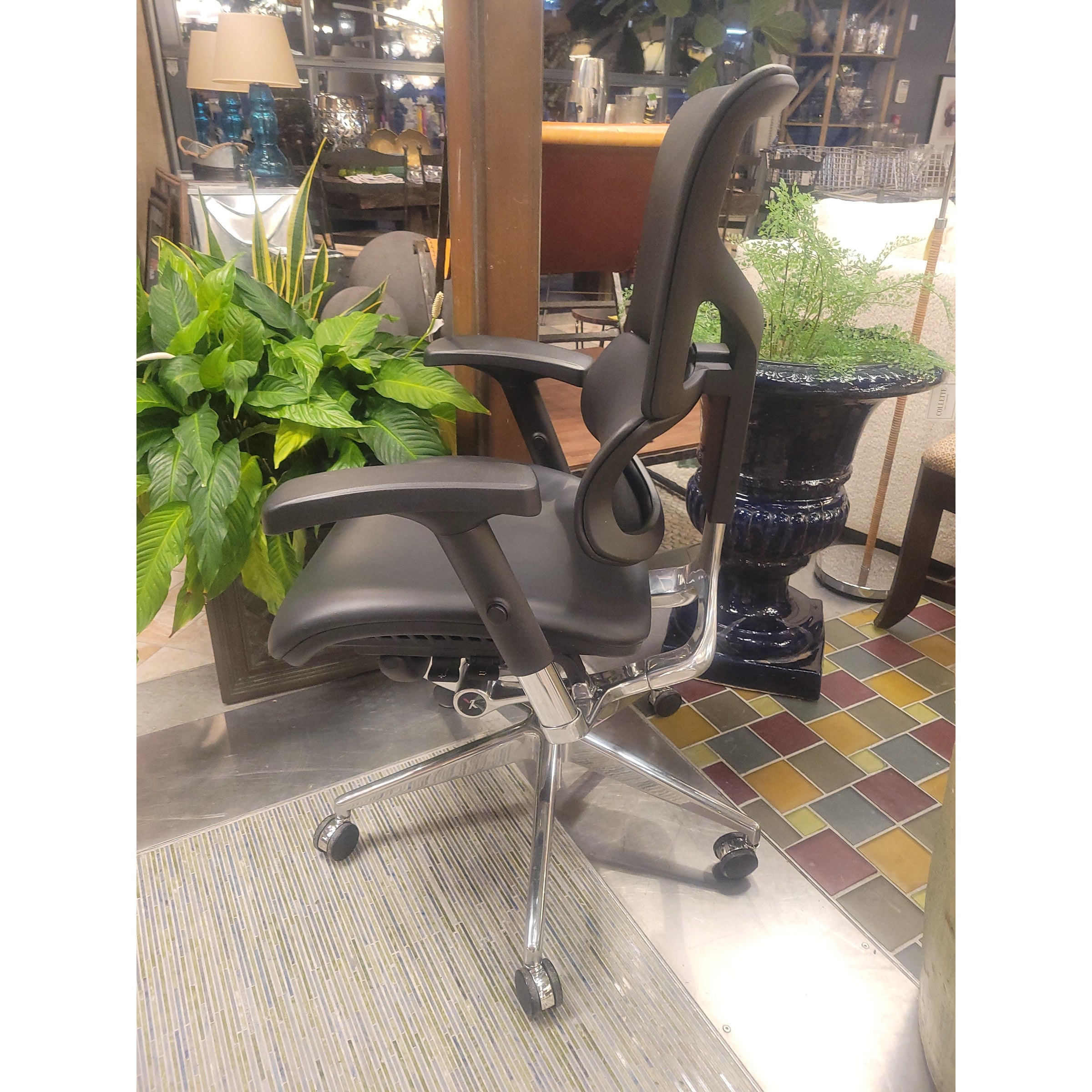 Black Vegan Leather Executive Rolling Desk Chair by X-Chair