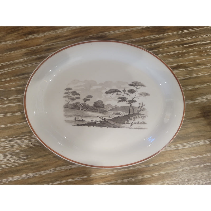 41-Pc 19th C. British Bat-Printed Porcelain Dish Set by Spode w/ Display Stands