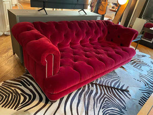 Red Velvet Chesterfield Sofa