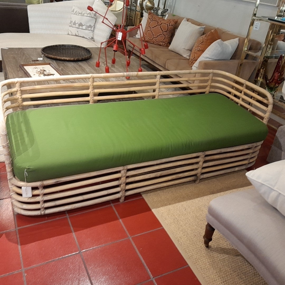 Vintage  Henry Oliko Bamboo Daybed w/Green Cushion, AS IS