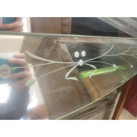 Custom 1960s Etched Beveled Glass Mirror w/ Wood Dresser Supports