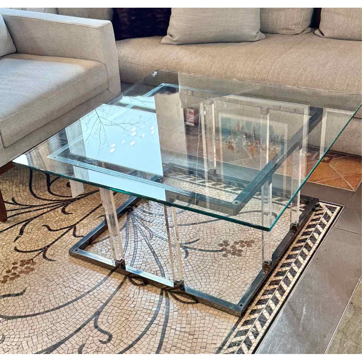 Metal and Glass Square Coffee Table