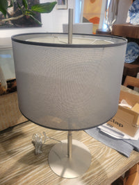 PAIR of Brushed Metal Table Lamps w/ Double Layered Shades